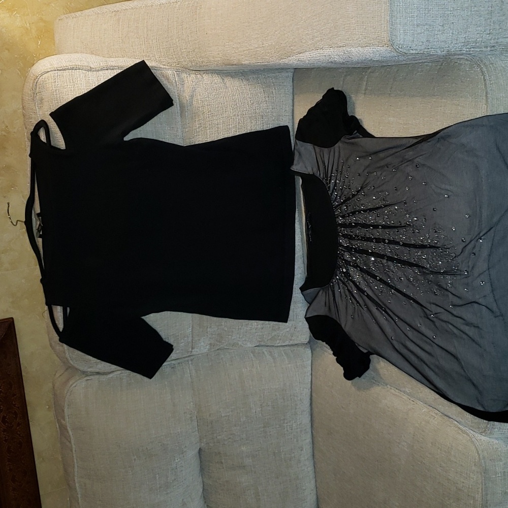 2 Tops WHBM & Ann Taylor Black Sz M
